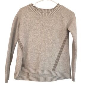 Toad&Co Womens Small Oatmeal Heather Raglan Crewneck Sweater High Low Hem